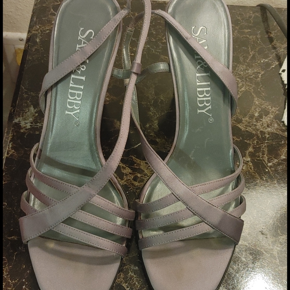 Grey woman open toe high heel sandal